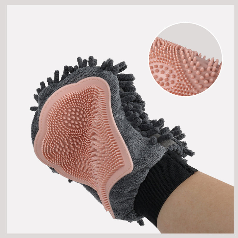 2-in-1 Pet Bathing Grooming Glove Brush For Cleaning And Massage