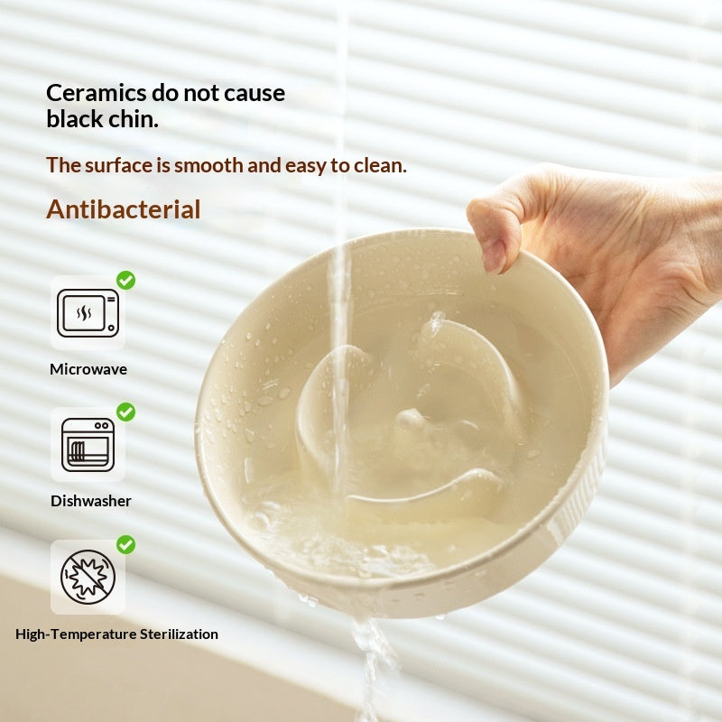 Ceramic Pet Slow Feeding Anti-Choking Tip-Proof Bowl