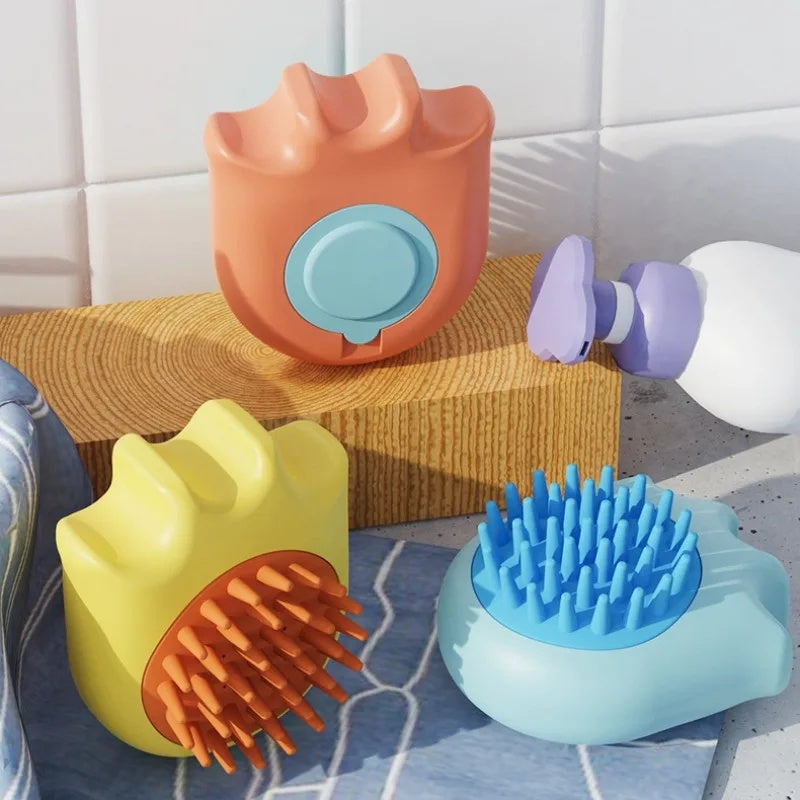 Pet Bath Massage Brush With Shampoo Box Cleaning Tool