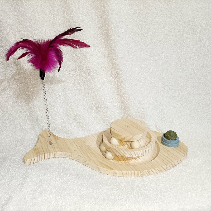Solid Wood Pet Turntable Interactive Chew Resistant Toy
