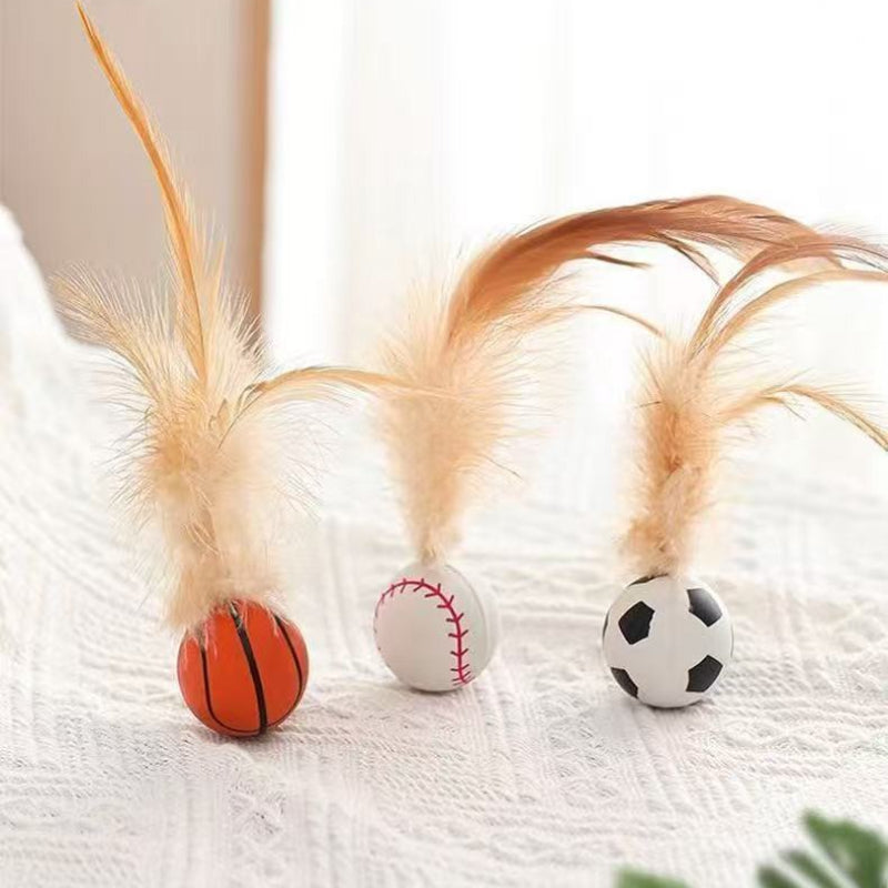 Interactive Pet Feather Ball Self Entertainment Toy