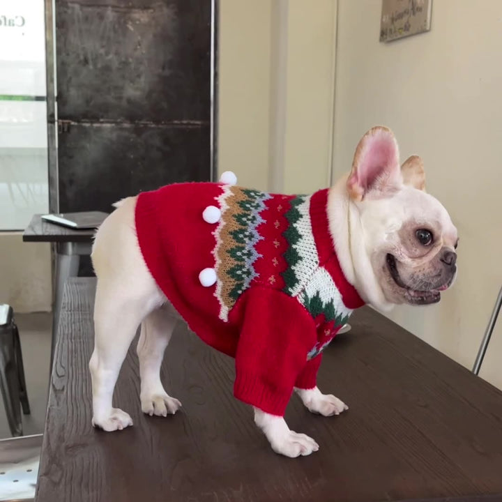 Pet Christmas Sweater Festive Holiday Knitwear Warm Winter Clothing