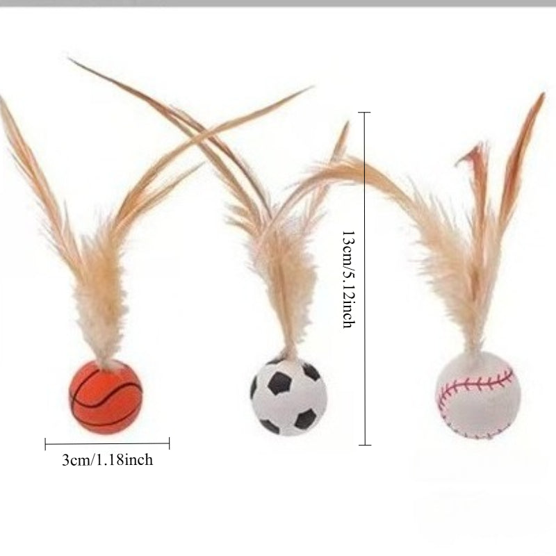 Interactive Pet Feather Ball Self Entertainment Toy