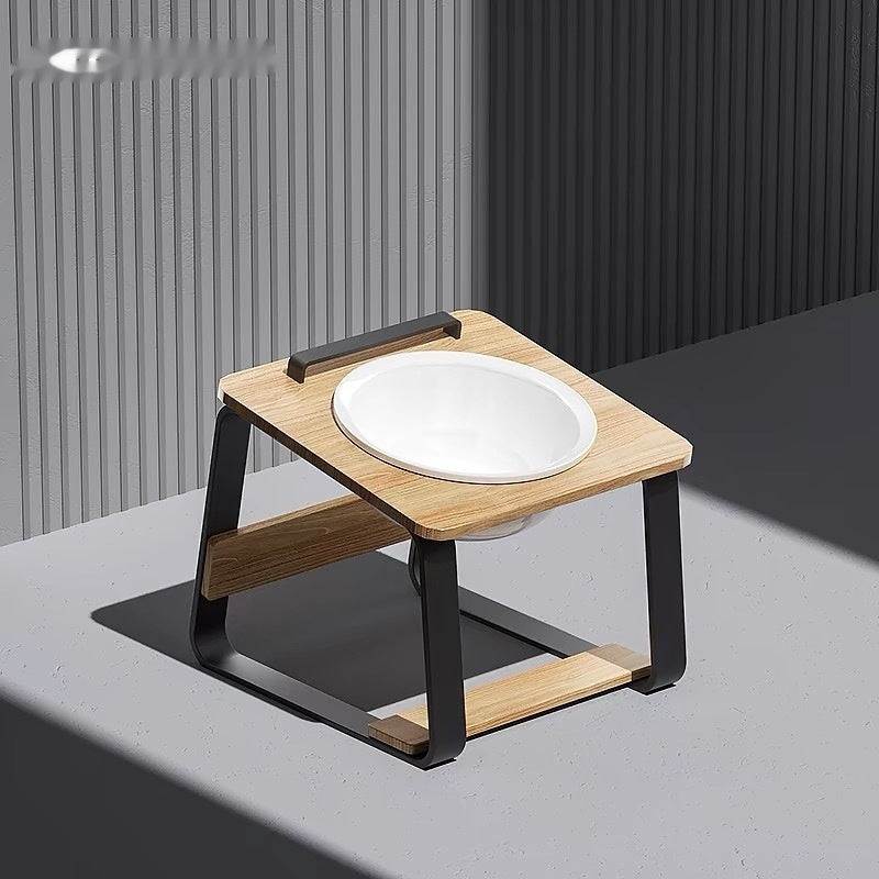 Ceramic Double Bowl Pet Feeding Water Bowl Cervical Support