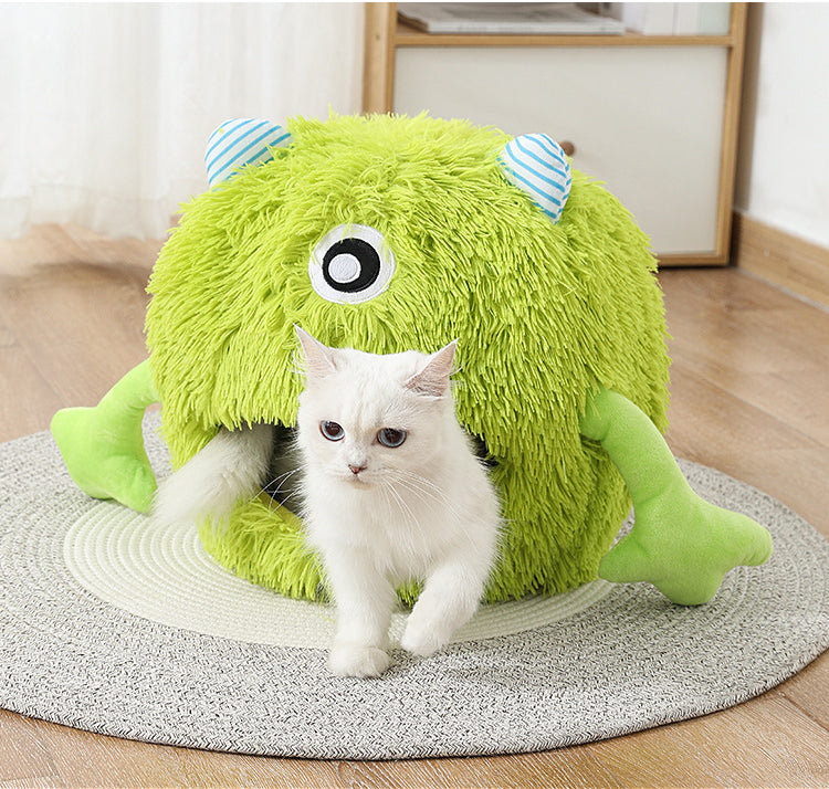 Fluffy Round Machine Washable Non Slip Calming Pet Bed