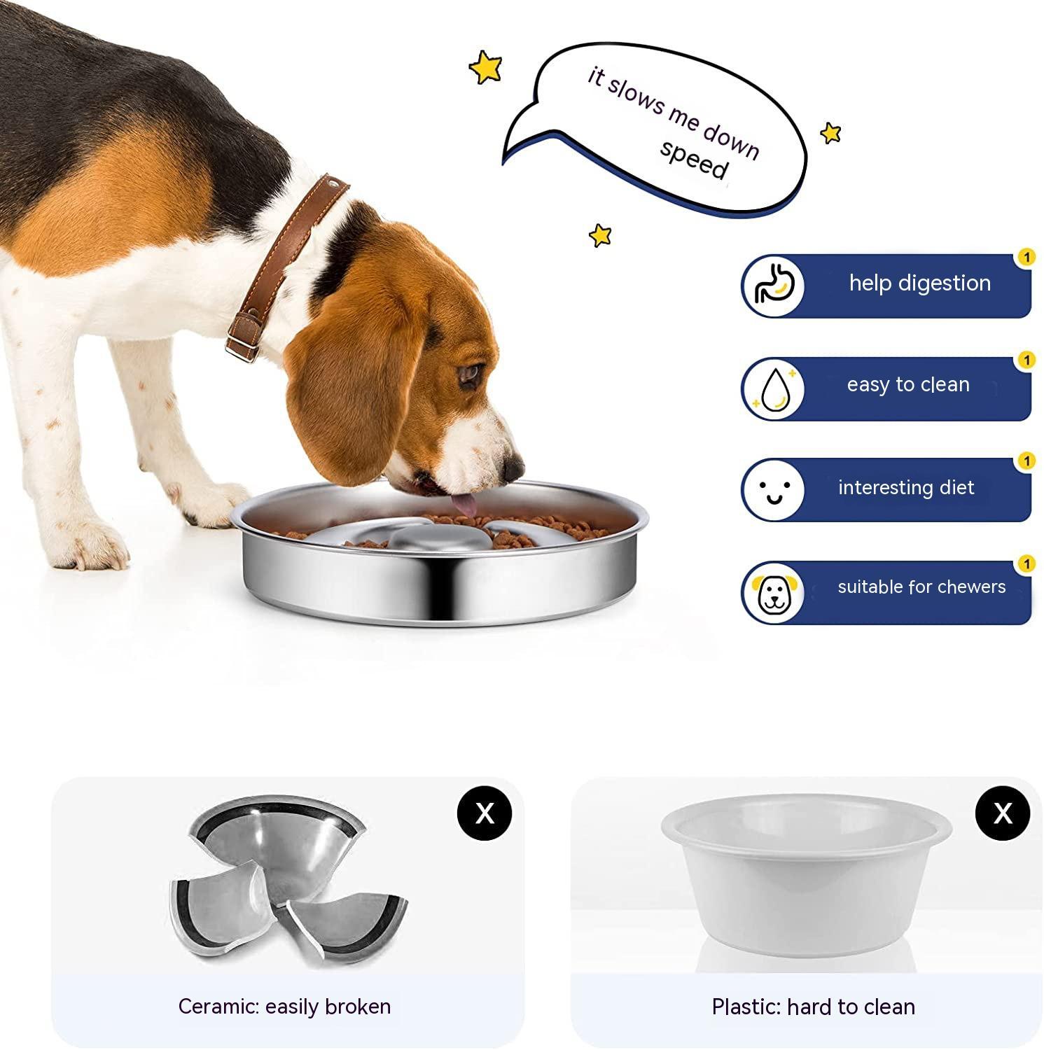 Stainless Steel Slow Feeding Pet Bowl With Neck Support