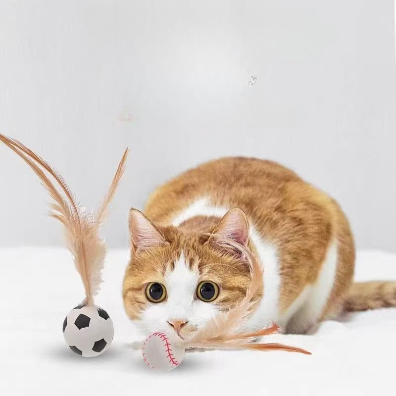 Interactive Pet Feather Ball Self Entertainment Toy