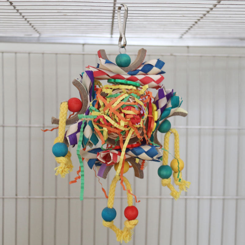 Colorful Vine Paper Tube Bird Cage Parrot Toy