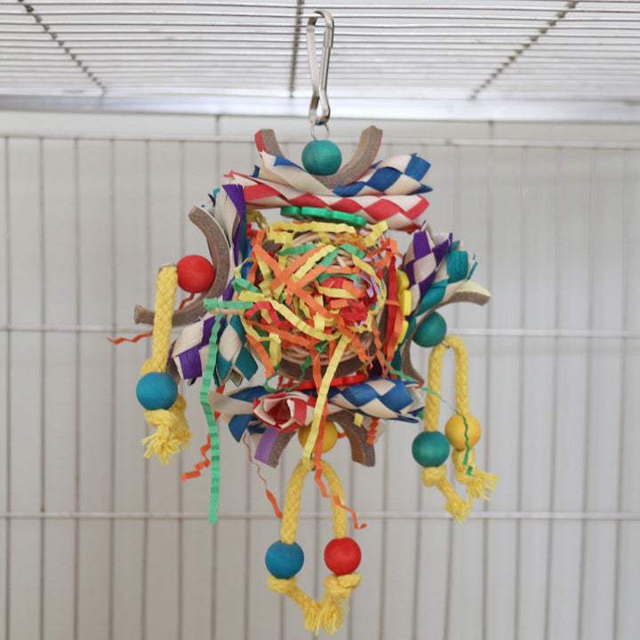 Colorful Vine Paper Tube Bird Cage Parrot Toy