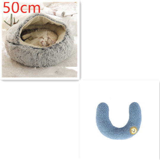 2 In 1 Round Plush Warm Pet Sleeping Bed House