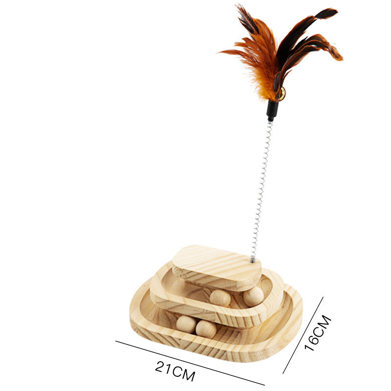 Solid Wood Pet Turntable Interactive Chew Resistant Toy