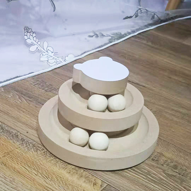 Solid Wood Pet Turntable Interactive Chew Resistant Toy