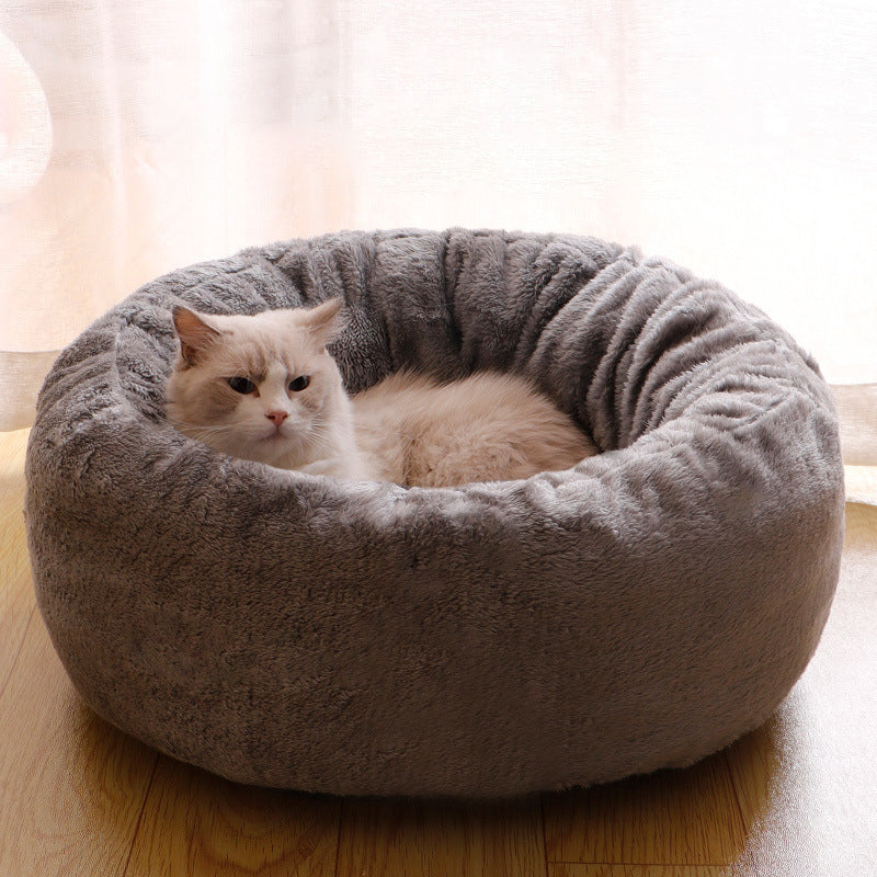 Plush Donut Round Warm Comfortable Pet Bed