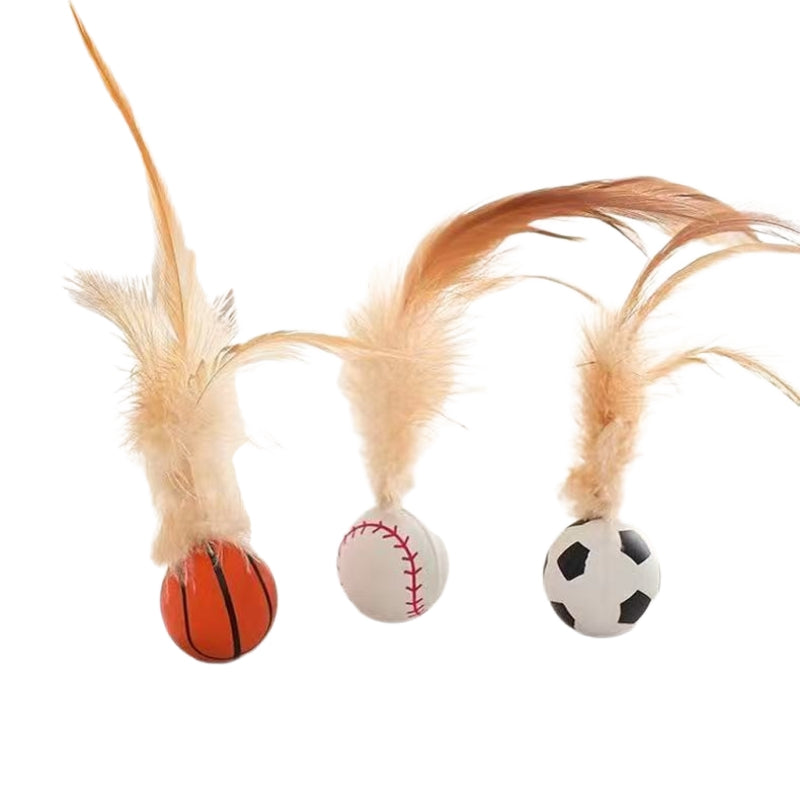 Interactive Pet Feather Ball Self Entertainment Toy