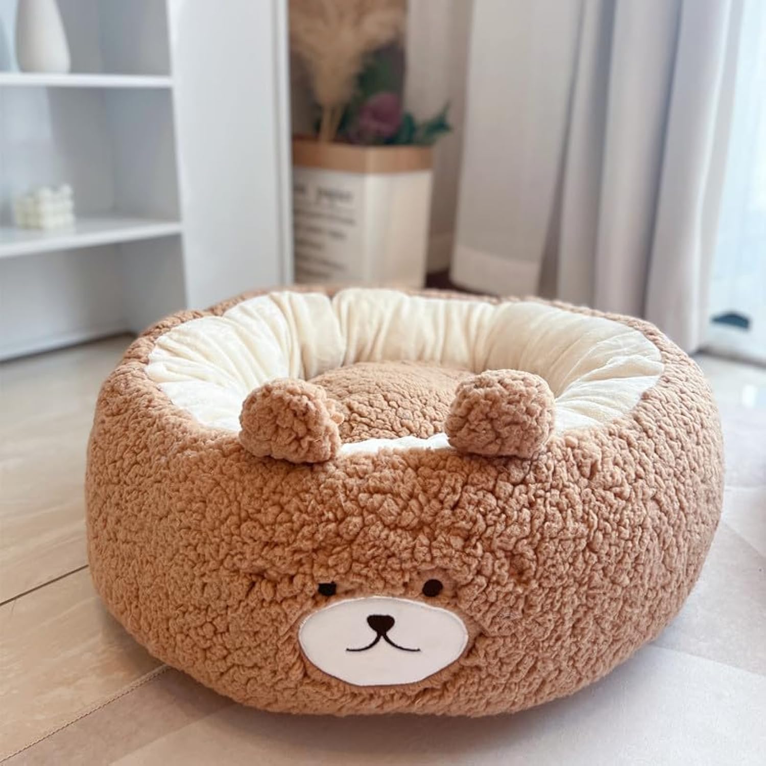 Cartoon Plush Round All Seasons Cozy Pet Bed