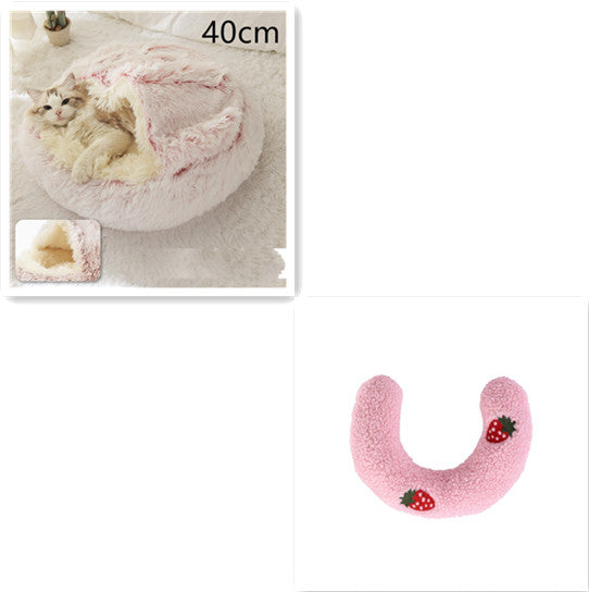 2 In 1 Round Plush Warm Pet Sleeping Bed House