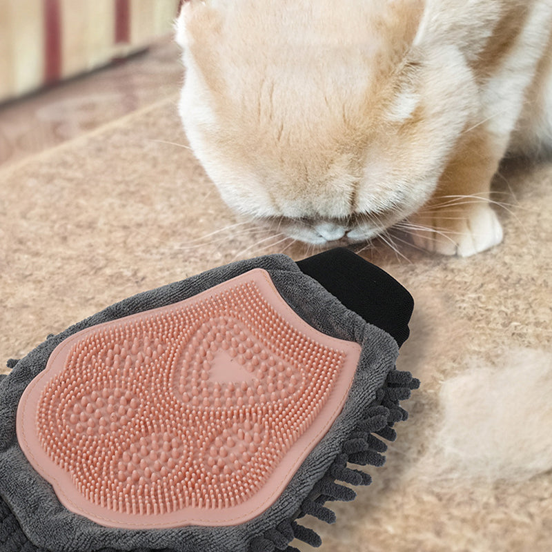 2-in-1 Pet Bathing Grooming Glove Brush For Cleaning And Massage