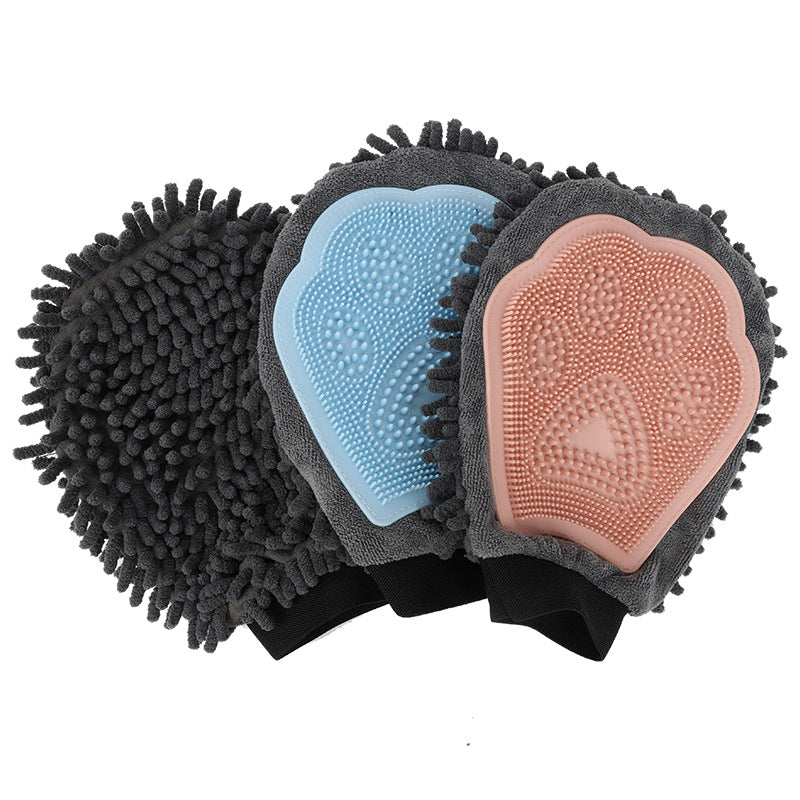 2-in-1 Pet Bathing Grooming Glove Brush For Cleaning And Massage